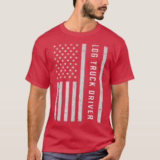T-shirt Log Truck Driver USA Flag Patriotic