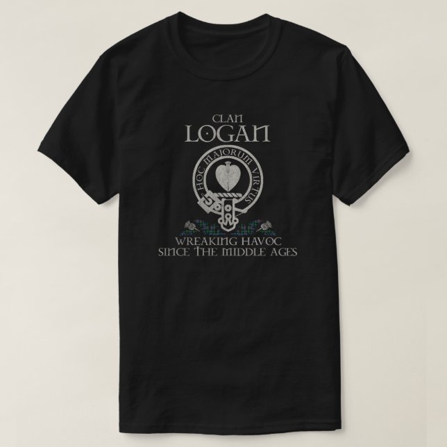 T-shirt Logan Clan crest Scottish nom tartan Thistle (Design devant)