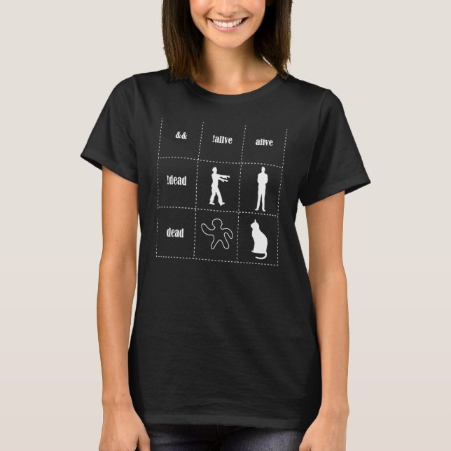 T-shirt Logique Booléenne Vive Et Défunt Programmeur Cat S (Devant)