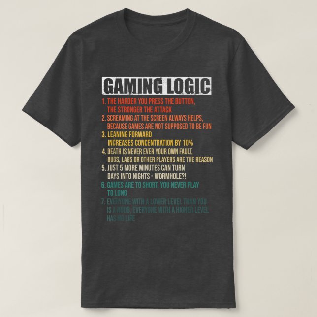 T-shirt Logique de jeu Amusant Gamer Habitudes Vrai Gamer  (Design devant)