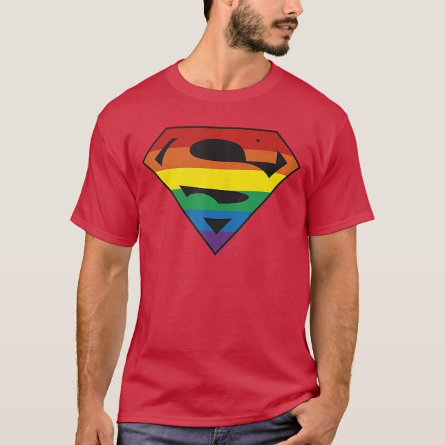 T-shirt Logo arc-en-ciel Superman DC Comics Pride Small v (Devant)