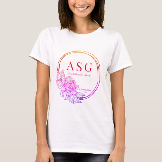 T-shirt Logo ASG en roses et oranges (nom sur le dos) (Devant)