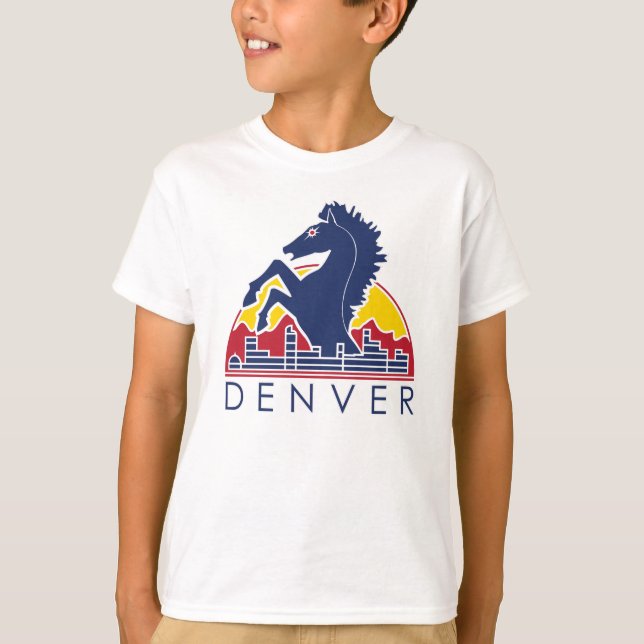 T-shirt Logo bleu de Denver de cheval (Devant)