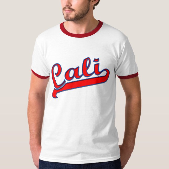 T-shirt Logo Cali California Red and Blue Tee (Devant)