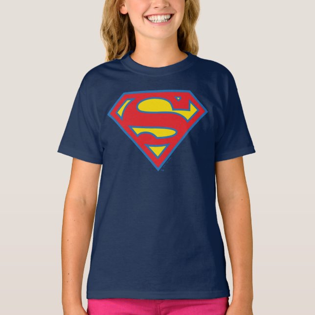 T-shirt Logo classique Supergirl avec fond bleu (Devant)