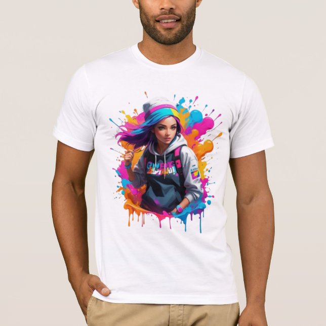T-shirt Logo Couleur Style Graffiti - Gras et Vibrant D (Devant)