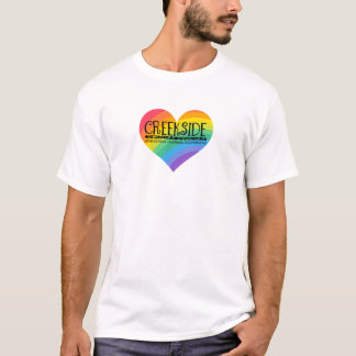 T-shirt logo creekside dans un cœur arc-en-ciel