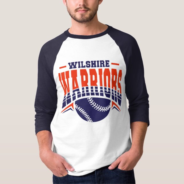 T-shirt Logo de base-ball de la marine Wilshire Warriors (Devant)