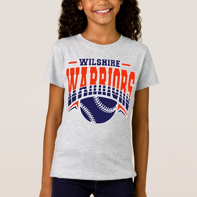 T-Shirt Logo de base-ball de la marine Wilshire Warriors (Devant)