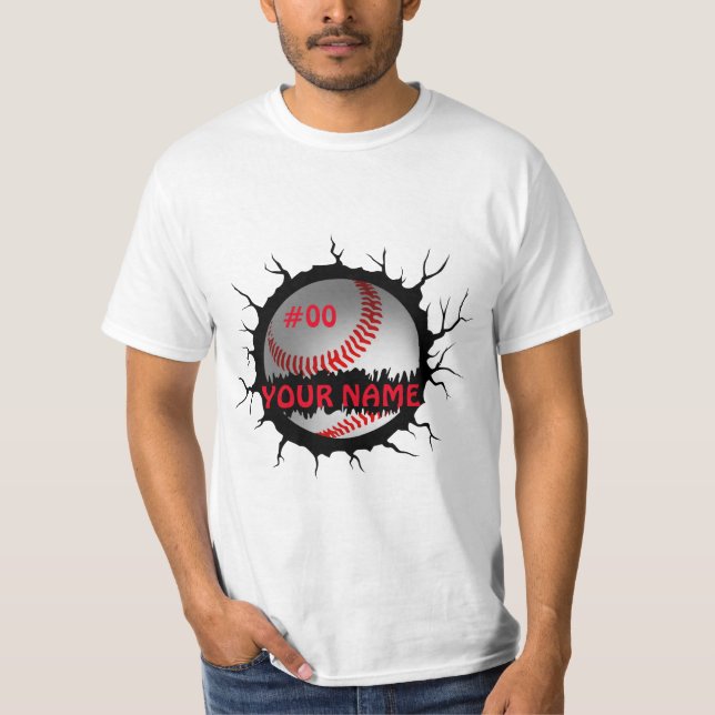 T-shirt Logo De Baseball, Nom Personnalisé Du Baseball, Ca (Devant)