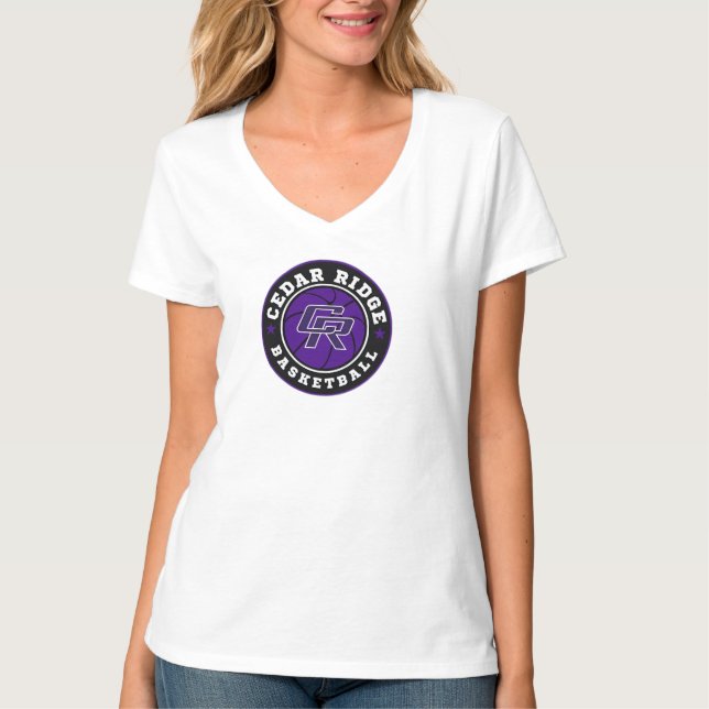 T-shirt Logo de basket-ball CRHS - Dames Blanc V-Cou (Devant)