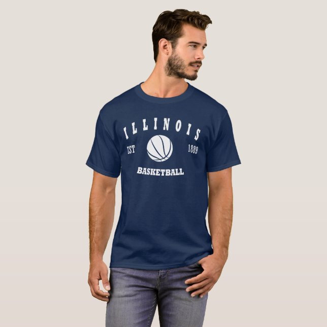 T-shirt Logo de basket-ball de l'Illinois rétro (Devant entier)