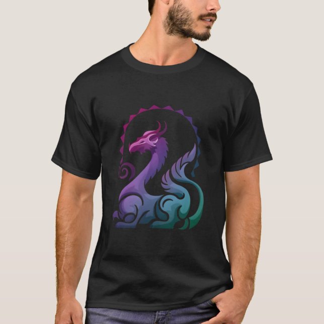 T-shirt Logo de dégradé de dragon violet Abstrait (Devant)