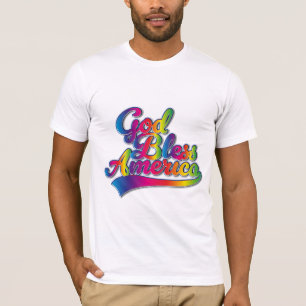 T-shirt logo de God Bless America Rainbow