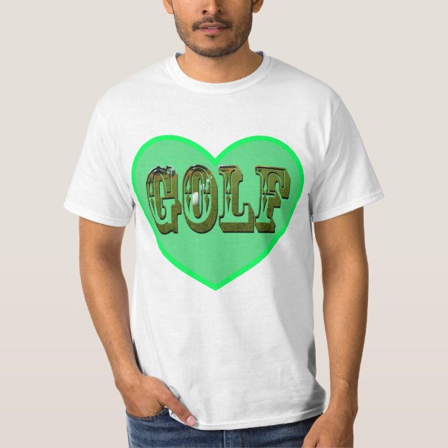 T-shirt Logo De Golf Dans Un Coeur D'Amour Vert, (Devant)
