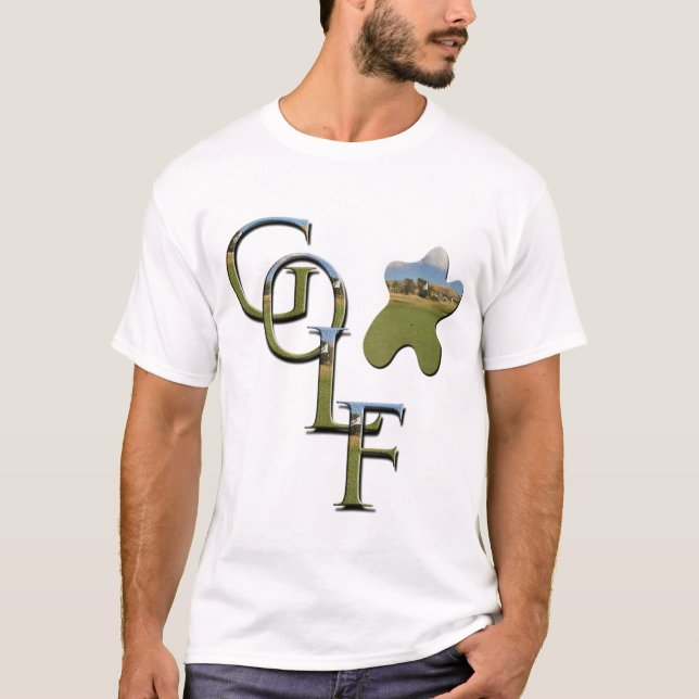 T-shirt Logo De Golf Texté Avec Parcours De Golf, (Devant)
