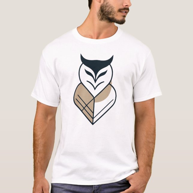 T-shirt logo de la chouette conception géométrique  (Devant)