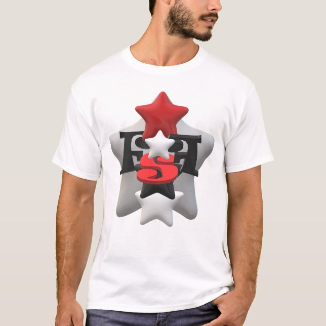T-shirt Logo de la FSF "Stars empilés" Blanc de base (Devant)