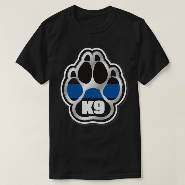 T-shirt Logo de la patte de ligne bleue mince K9 (Design devant)