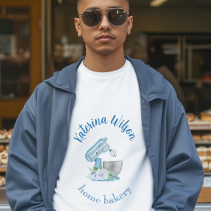 T-shirt Logo de la petite boulangerie mélangeur fleur bleu