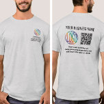 T-shirt Logo de l'entreprise imprimée avant et code QR Bus<br><div class="desc">Créez votre propre logo imprimé sur mesure pour les chemises scannables pour la publicité commerciale ou les uniformes des employés. Pour créer votre propre code QR à l'aide du générateur, tapez simplement l'URL du site Web dans le modèle. Tout libellé est simple à personnaliser ou à supprimer. Les couleurs, les...</div>