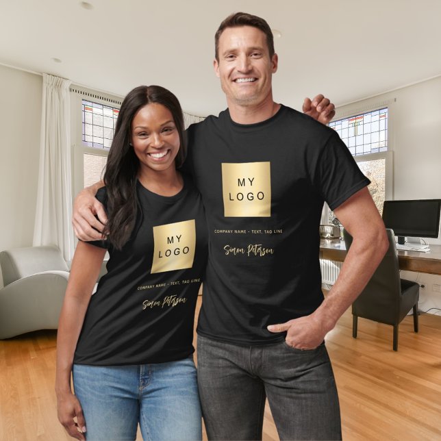 T-shirt Logo de l'entreprise locale de soutien noir slogan (Créateur téléchargé)