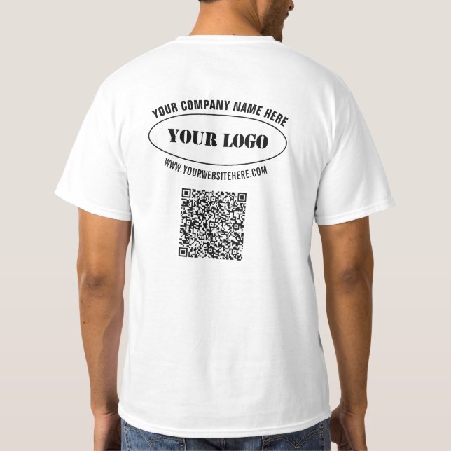 T-shirt Logo de l'entreprise personnalisée Texte QR Code E (Dos)