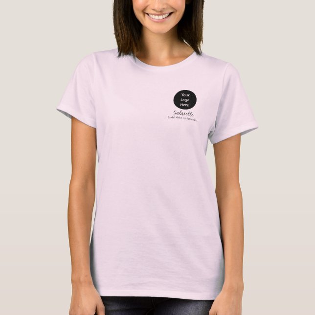 T-shirt Logo de l'équipe de maquillage en écriture rose Bl (Devant)