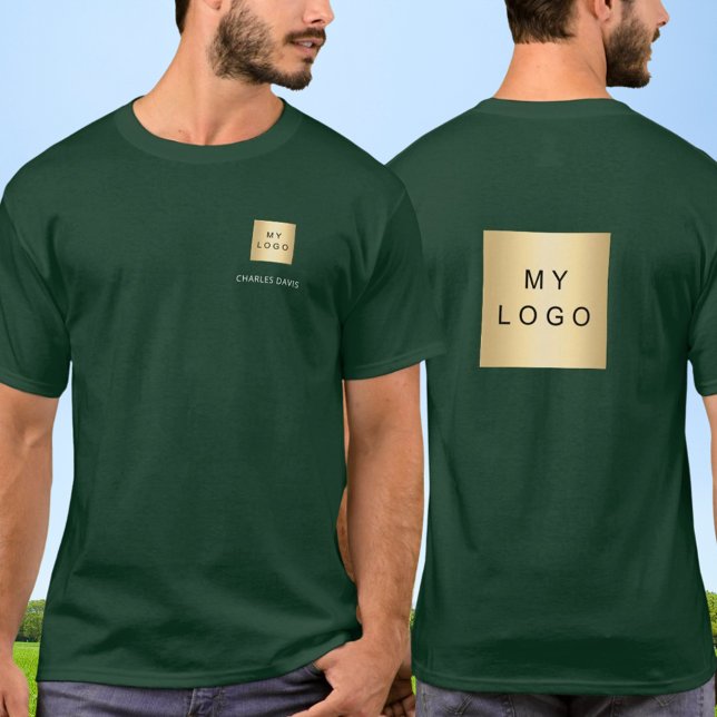 T-shirt Logo de l'équipe de nom blanc vert affaires (Créateur téléchargé)