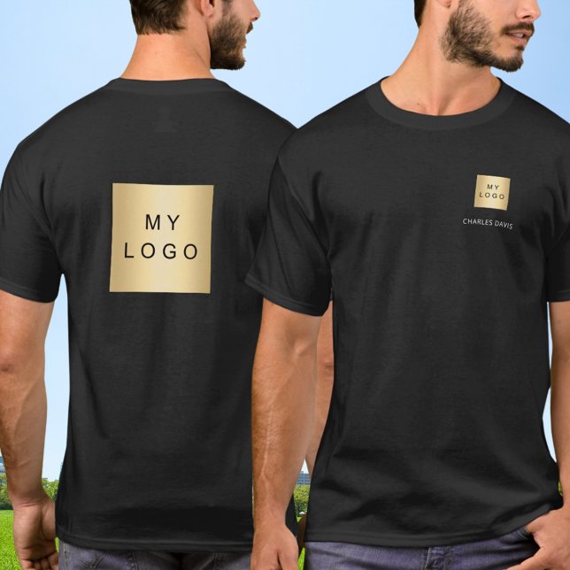 T-shirt Logo de l'équipe noir blanc affaires (Créateur téléchargé)