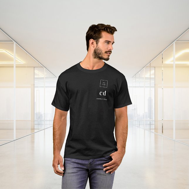 T-shirt Logo de nom d'initiales noir blanc entreprise (Créateur téléchargé)