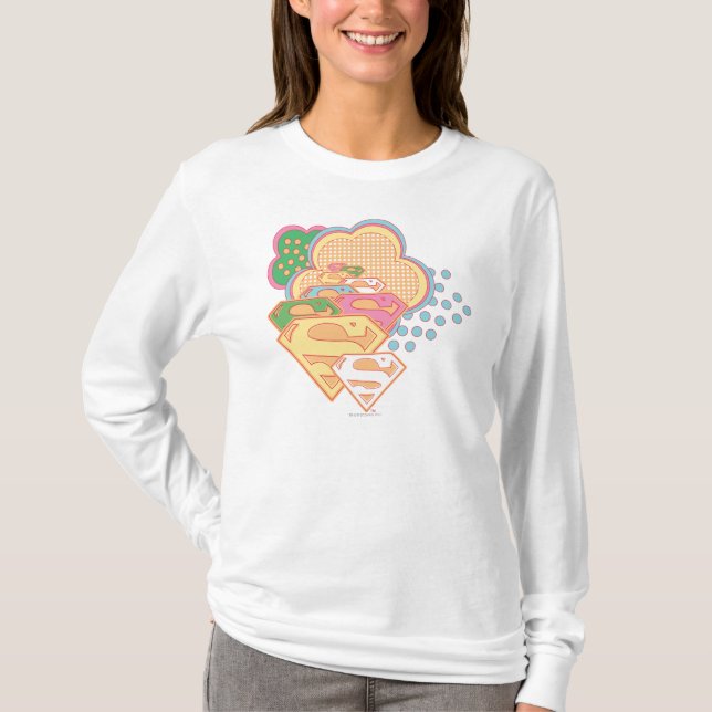 T-shirt Logo de nuage coloré Supergirl (Devant)