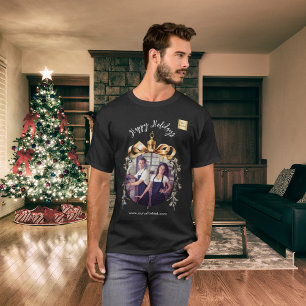 T-shirt logo de photo d'équipe Noël or noir