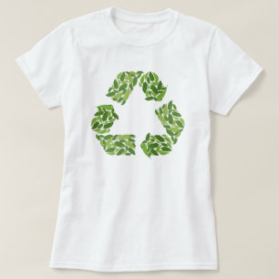 T-shirt Logo de recyclage en feuilles verts