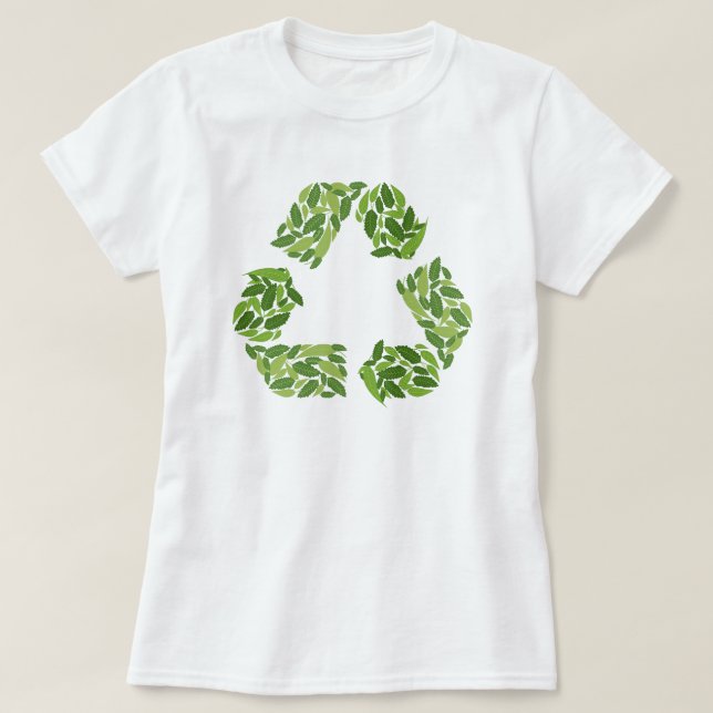 T-shirt Logo de recyclage en feuilles verts (Design devant)
