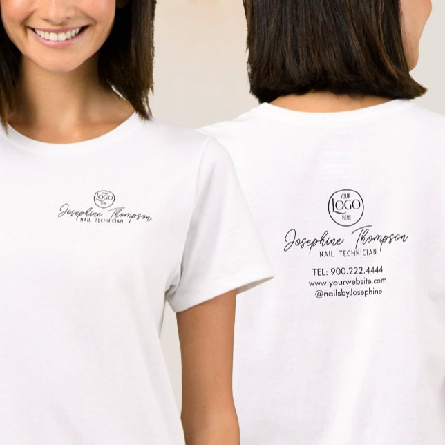 T-shirt Logo de salon de manucure noir écriture moderne (Nail Salon Logo Black Modern Script T-Shirt)