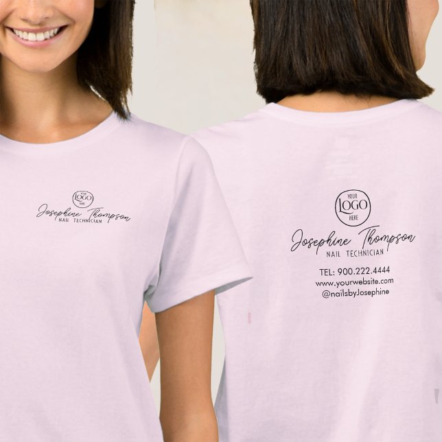 T-shirt Logo de salon de manucure noir écriture moderne (Nail Salon Logo Black Modern Script T-Shirt)