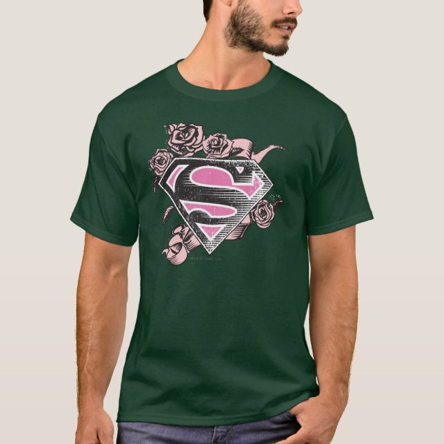 T-shirt Logo de Supergirl avec des roses (Devant)