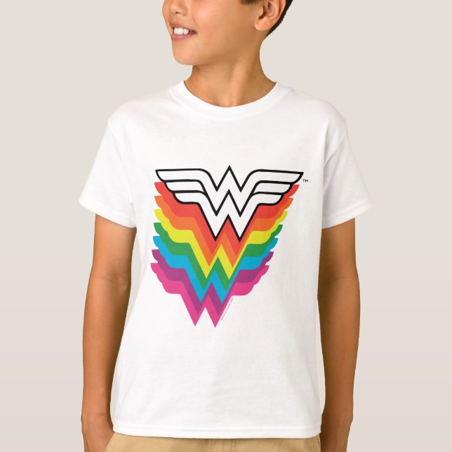 T-shirt Logo de Wonder Woman Layers Rainbow (Devant)