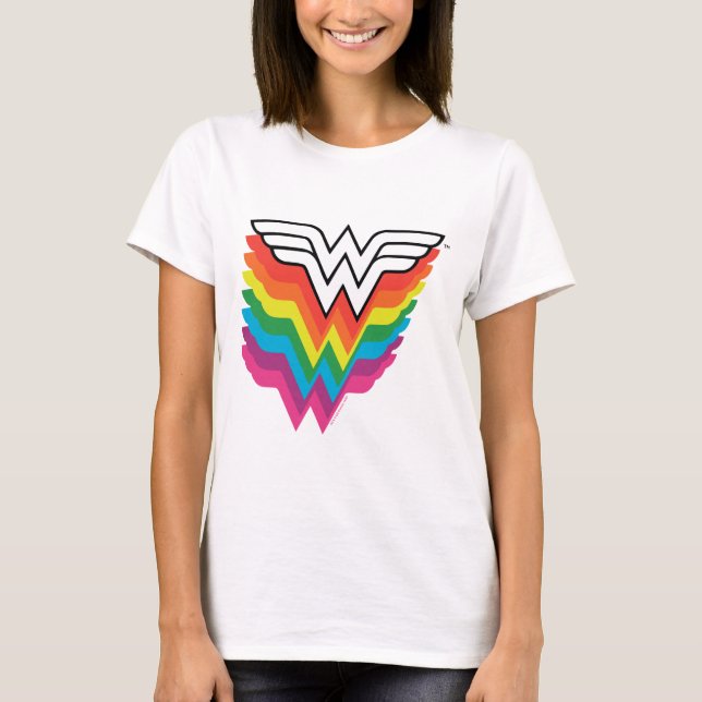 T-shirt Logo de Wonder Woman Layers Rainbow (Devant)