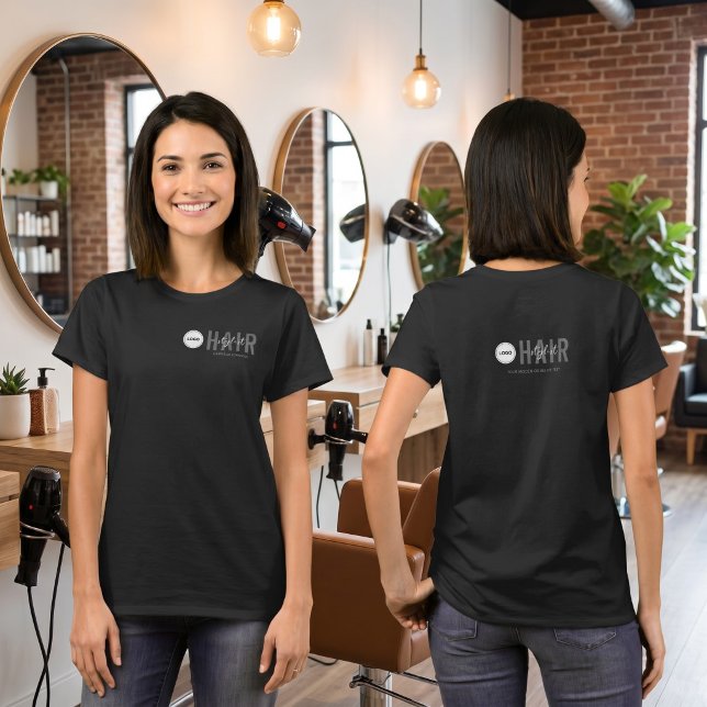 T-shirt Logo d'entreprise Nom de l'employé Coiffeur cheveu (Créateur téléchargé)