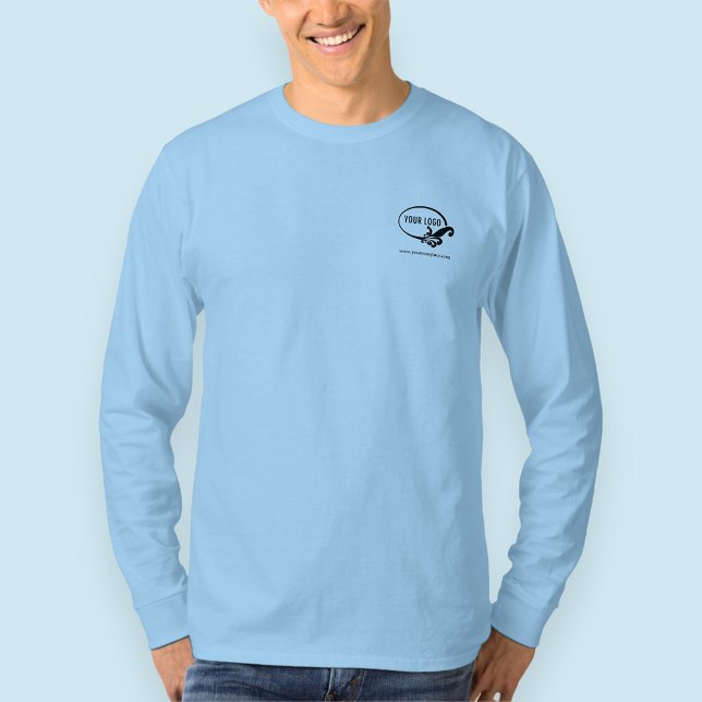 T-shirt Logo d'entreprise personnalisé de chemise à manche (MISOOK Men’s Light Blue Long Sleeve Shirt with Logo)