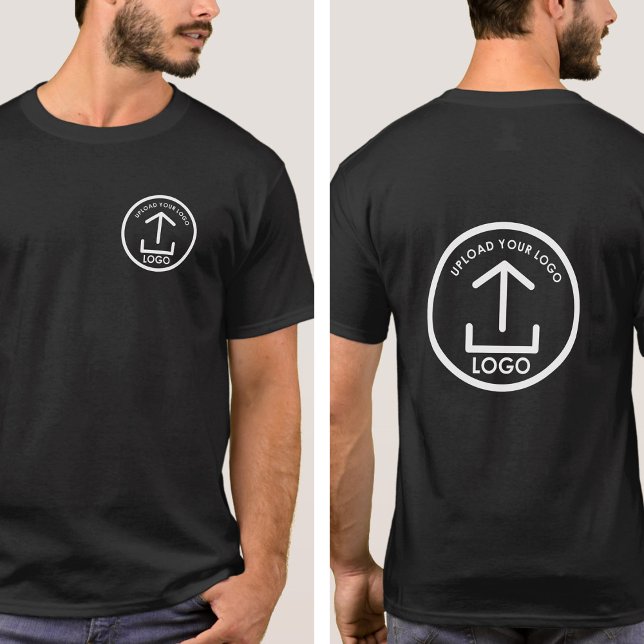 T-shirt Logo d'entreprise personnalisé noir à double face (Custom Company Logo Double Sided Black T-Shirt)