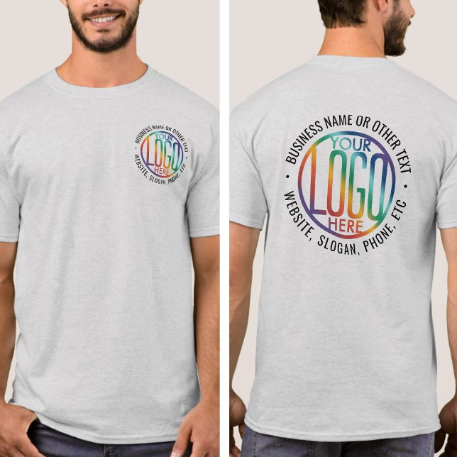 T-shirt Logo d'entreprise simple imprimé sur le devant et  (Créateur téléchargé)