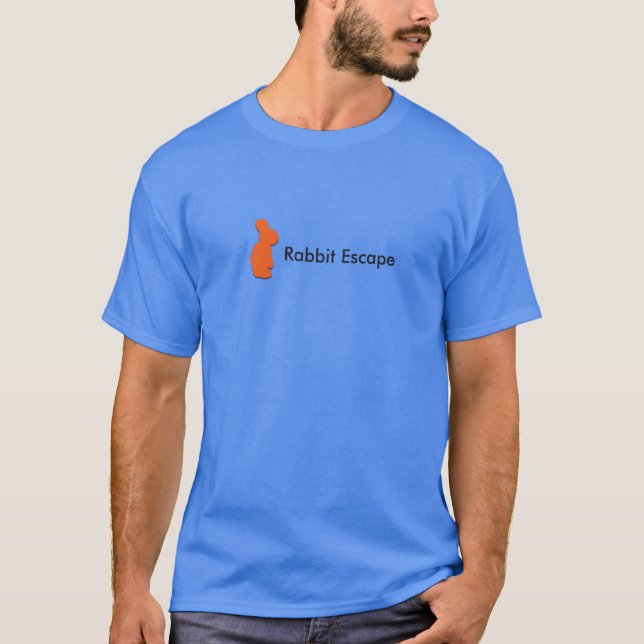 T-shirt Logo d'évasion de lapin+T-shirt nommé (bleu) (Devant)
