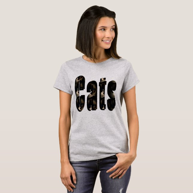 T-shirt Logo Dimensionnel De Chat Fabriqué À Partir De Cha (Devant entier)