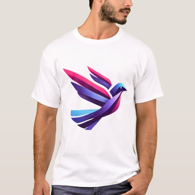 T-shirt Logo d'oiseaux géométriques - Conception de dégrad (Devant)