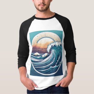 T-shirt Logo d'onde océanique ultra-détaillé et minimalist