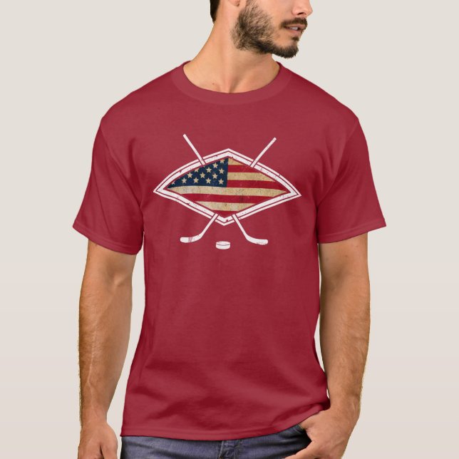T-shirt Logo du drapeau américain de hockey (Devant)