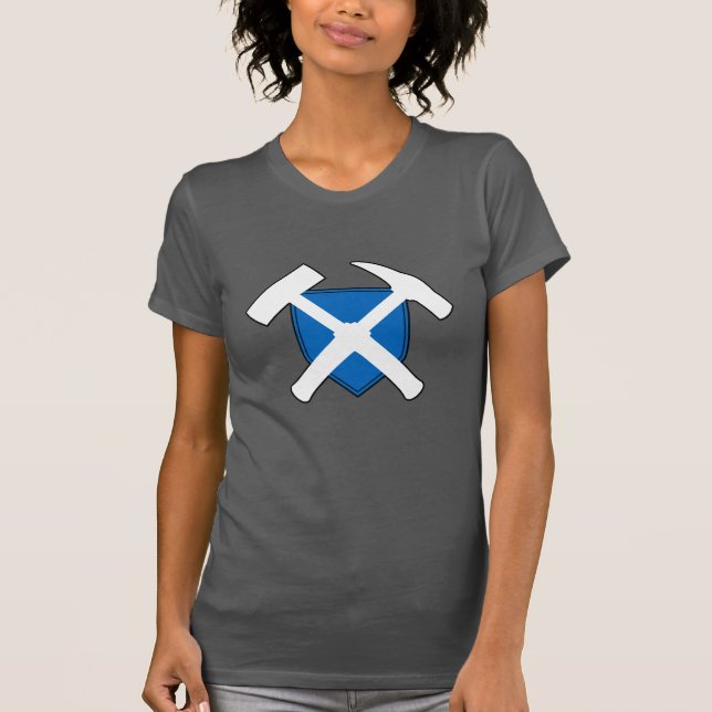 T-shirt Logo du marteau de géologue avec drapeau écossais (Devant)